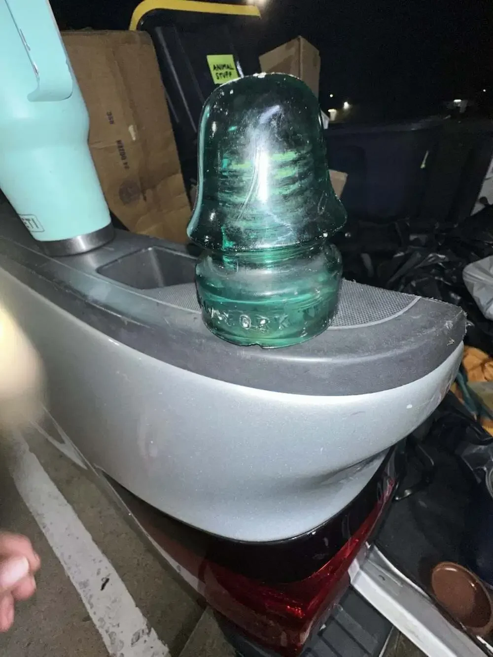 Vintage Brookfield Glass Telegraph Telephone Insulator Aqua Blue